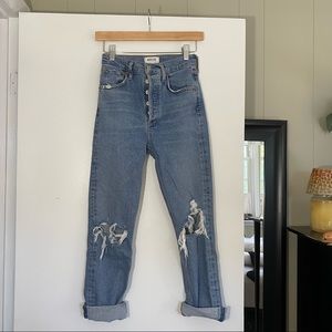 AGOLDE Distressed High Waisted Button Fly Riley Jeans Size 24